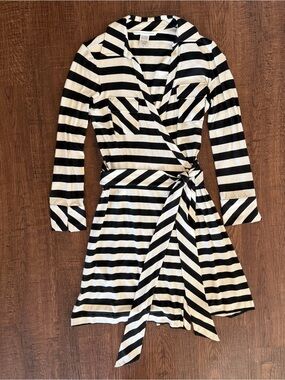 Diane Von Furstenberg Black and White Striped Wrap Dress